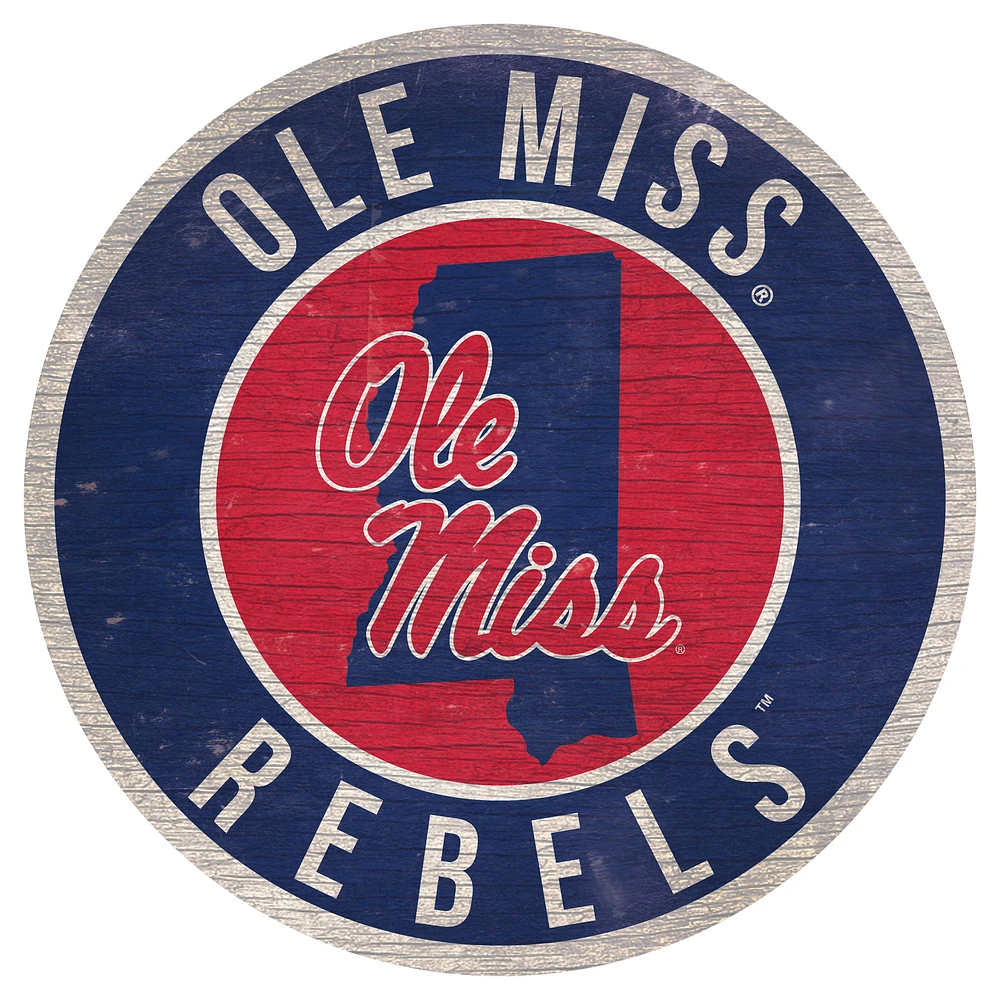 Ole Miss Rebels 12'' x 12'' State Circle Sign
