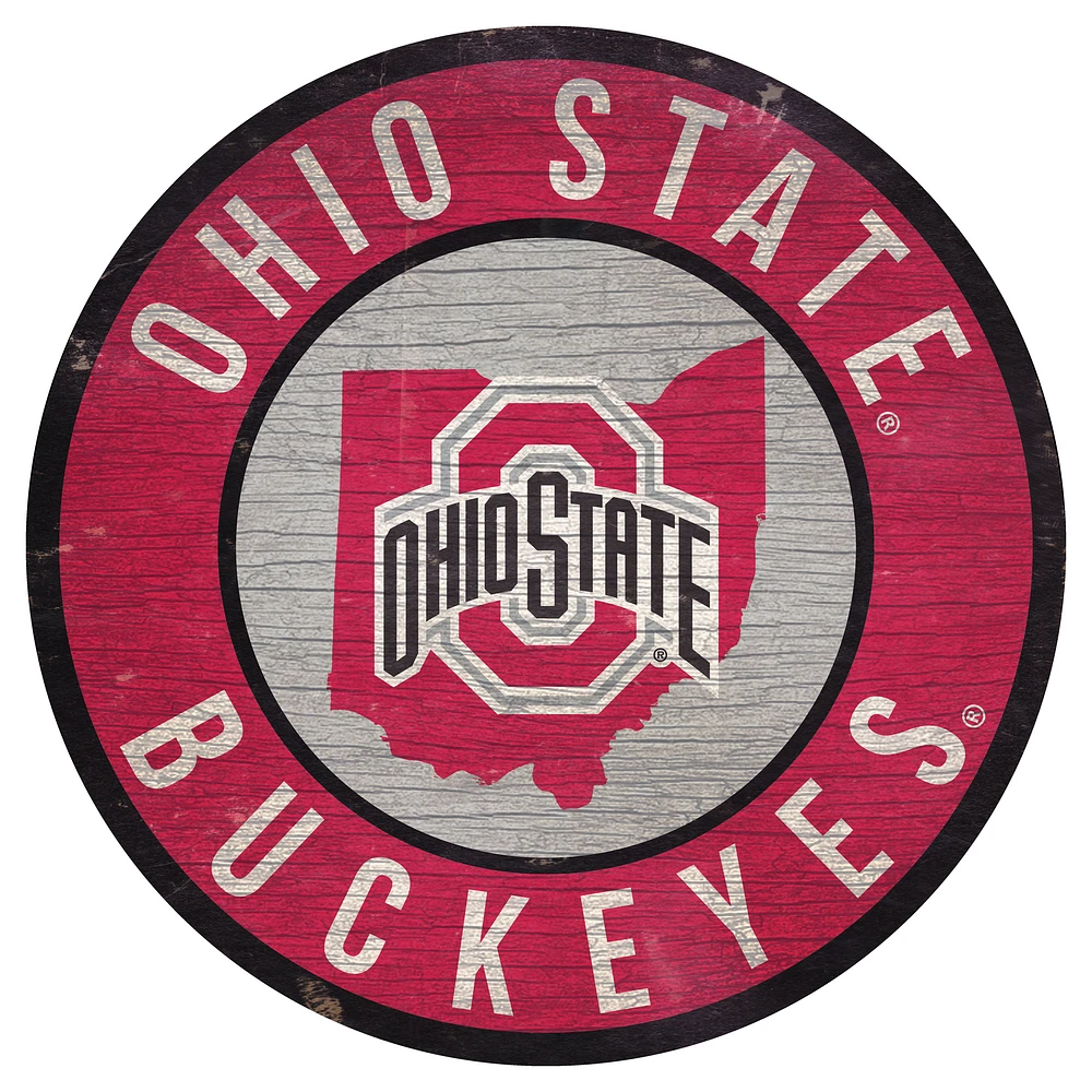 Ohio State Buckeyes 12'' x 12'' State Circle Sign