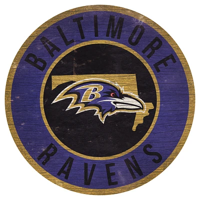 Baltimore Ravens 12'' x 12'' State Circle Sign