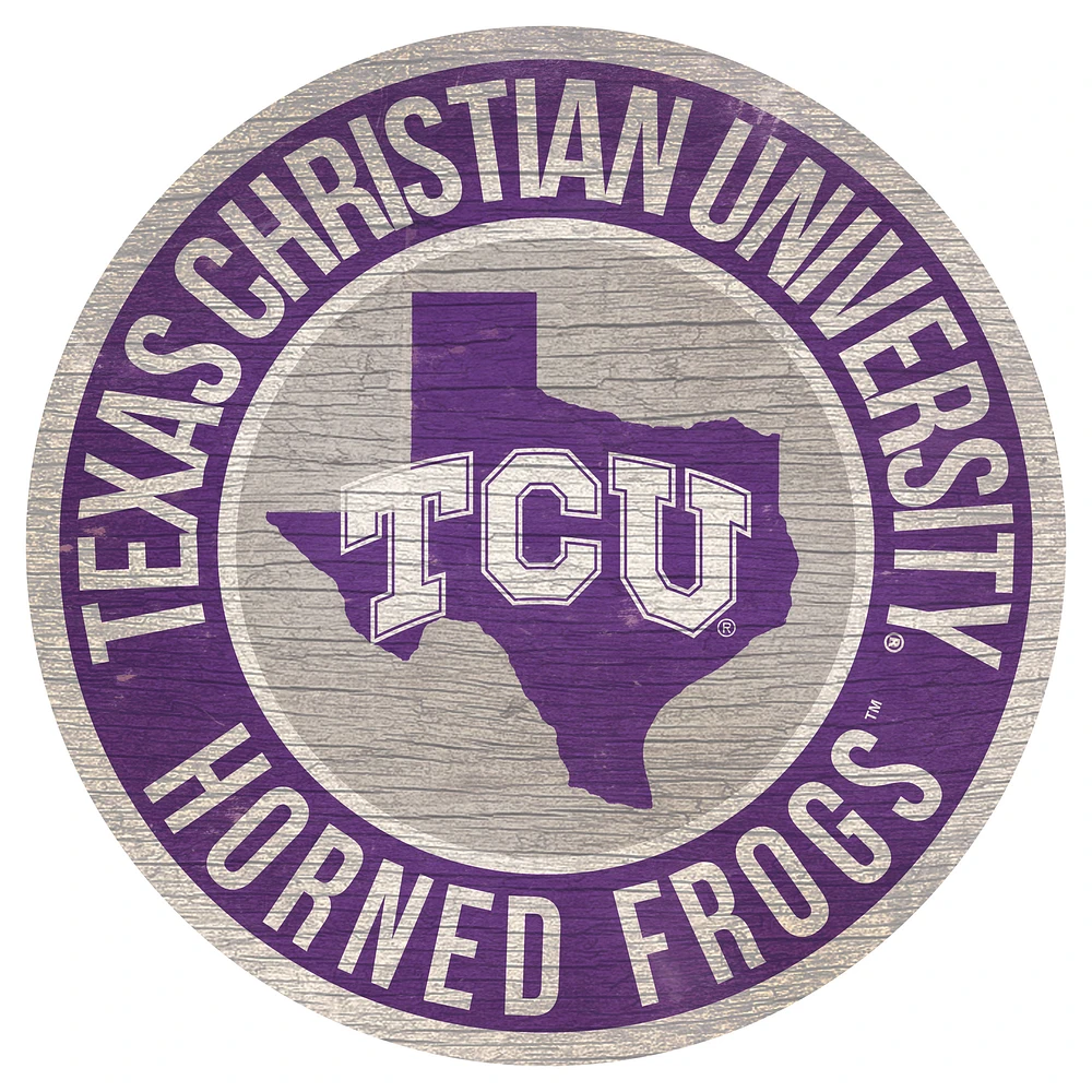 TCU Horned Frogs 12'' x 12'' State Circle Sign
