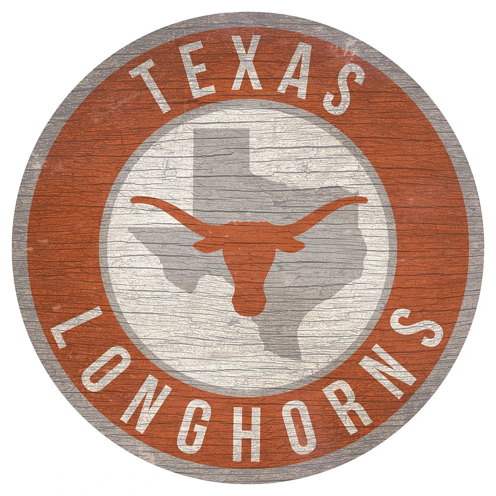 Texas Longhorns 12'' x 12'' State Circle Sign