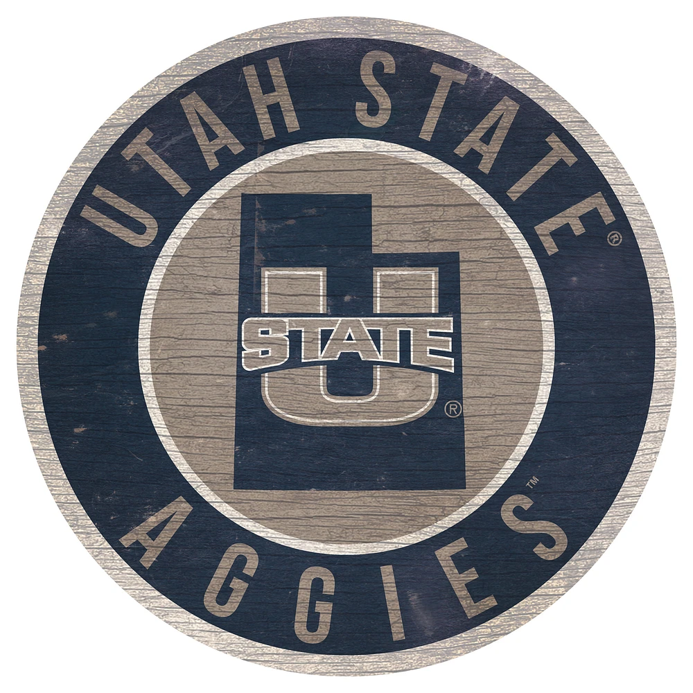 Utah State Aggies 12'' x 12'' State Circle Sign