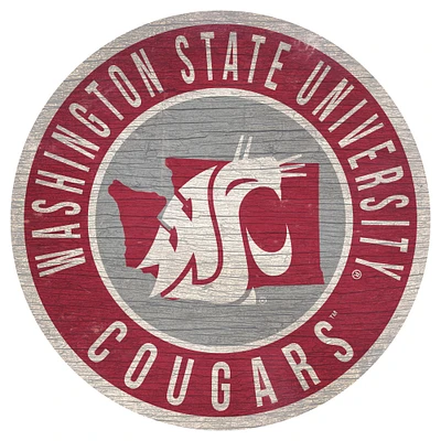 Washington State Cougars 12'' x 12'' State Circle Sign