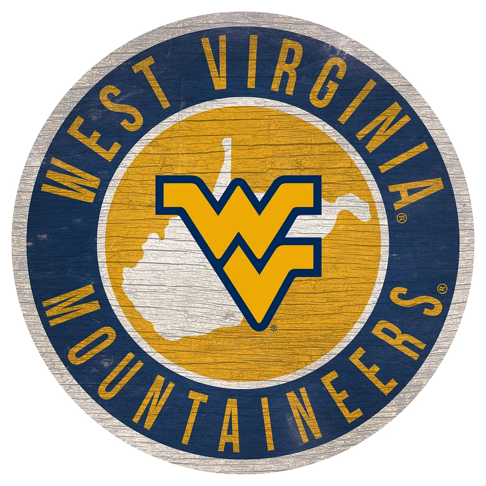 West Virginia Mountaineers 12'' x 12'' State Circle Sign