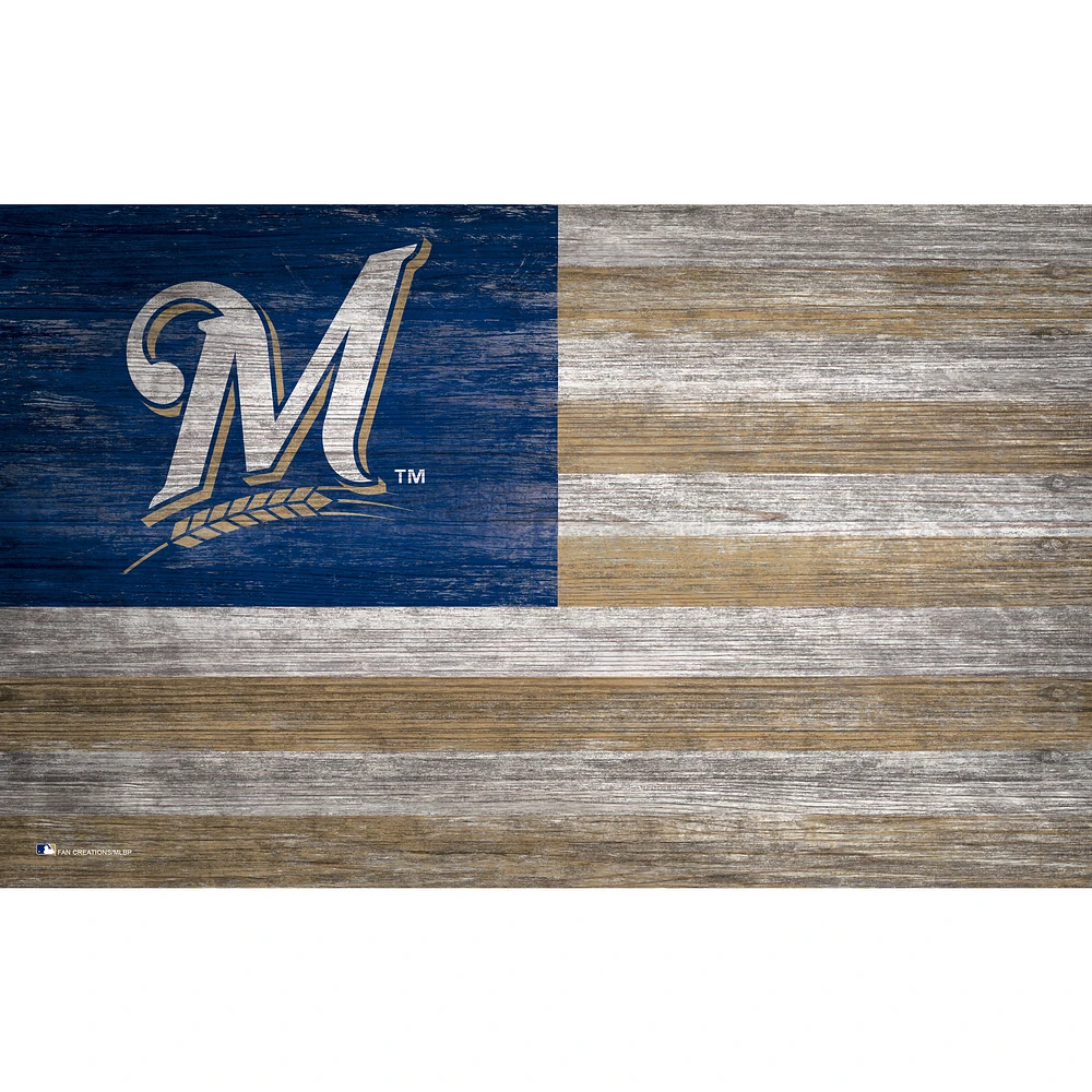 Milwaukee Brewers 11'' x 19'' Distressed Flag Sign