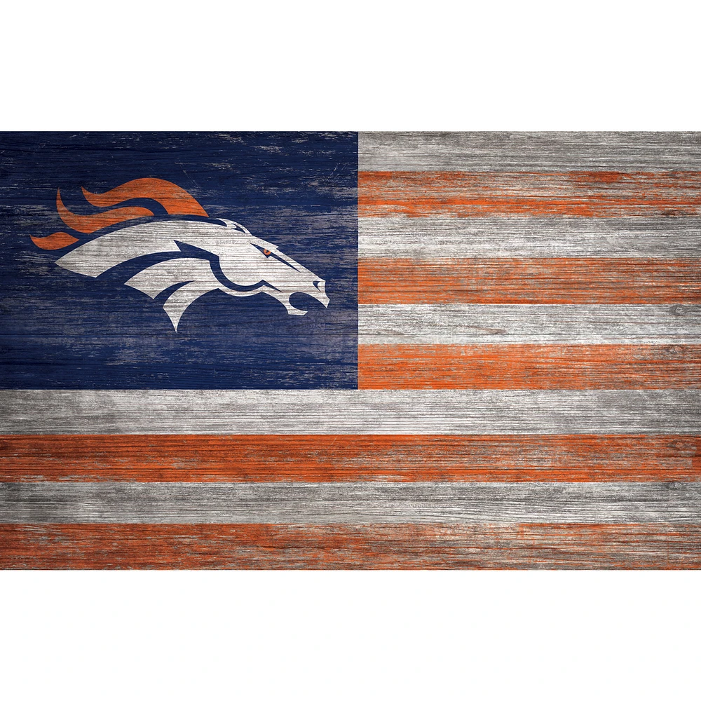 Denver Broncos 11'' x 19'' Distressed Flag Sign