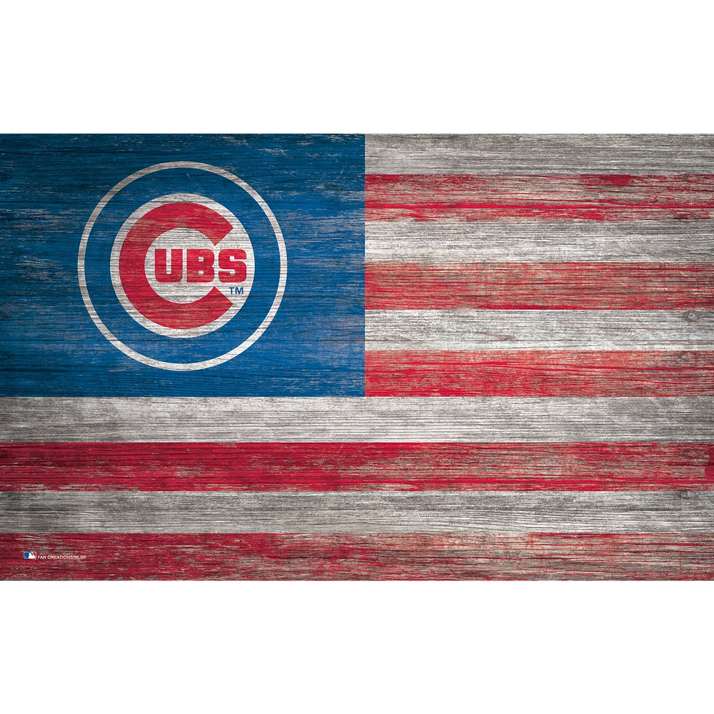 Chicago Cubs 11'' x 19'' Distressed Flag Sign
