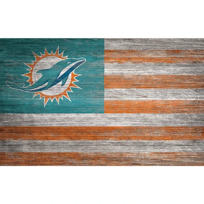 Miami Dolphins 11'' x 19'' Distressed Flag Sign