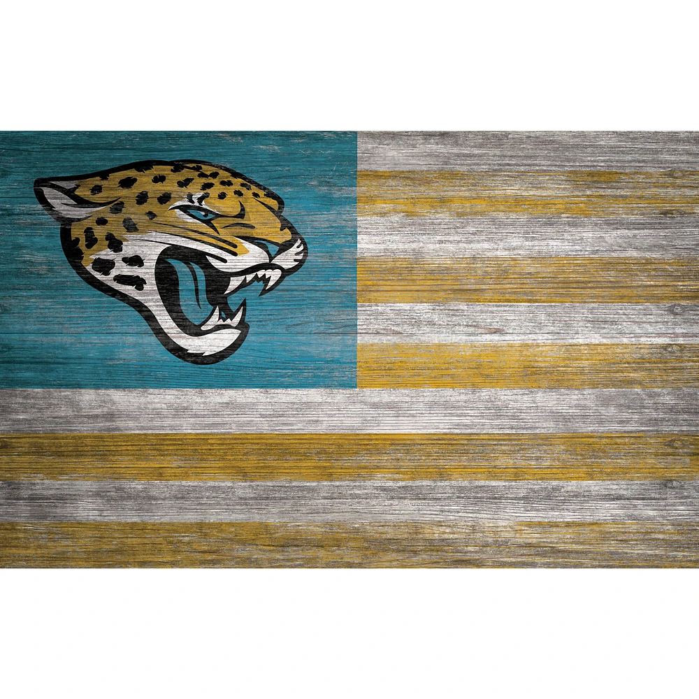 Jacksonville Jaguars 11'' x 19'' Distressed Flag Sign