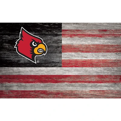 Louisville Cardinals 11'' x 19'' Distressed Flag Sign
