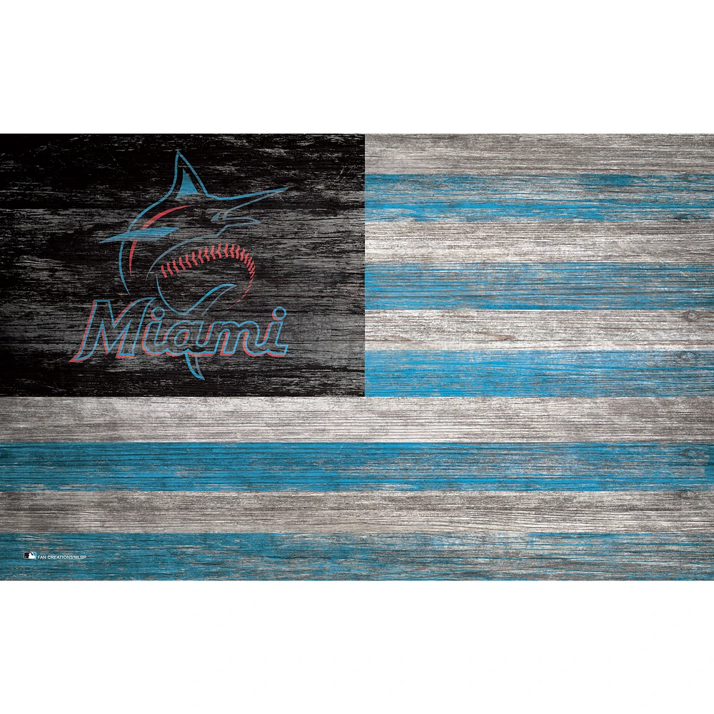 Miami Marlins 11'' x 19'' Distressed Flag Sign
