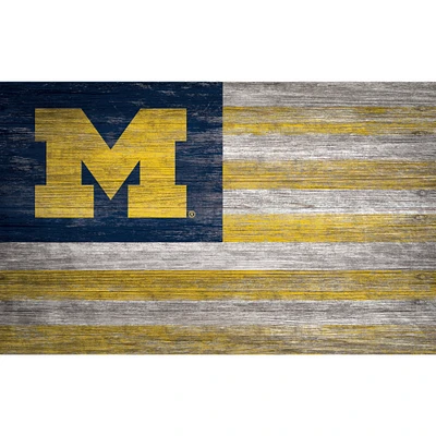 Michigan Wolverines 11'' x 19'' Distressed Flag Sign