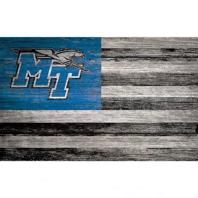 MTSU Blue Raiders 11'' x 19'' Distressed Flag Sign