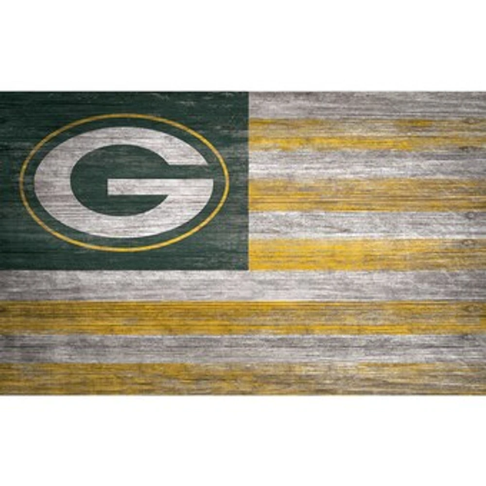 Green Bay Packers 11'' x 19'' Distressed Flag Sign