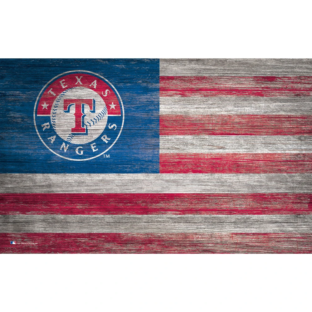 Texas Rangers 11'' x 19'' Distressed Flag Sign