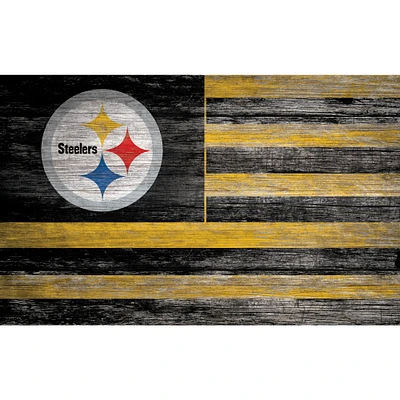 Pittsburgh Steelers 11'' x 19'' Distressed Flag Sign