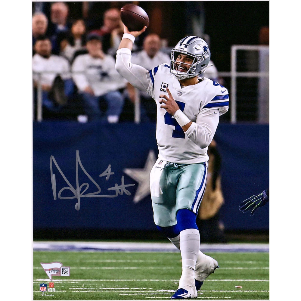 Dak Prescott Dallas Cowboys Autographed 8" x 10" White Throwing Photograph