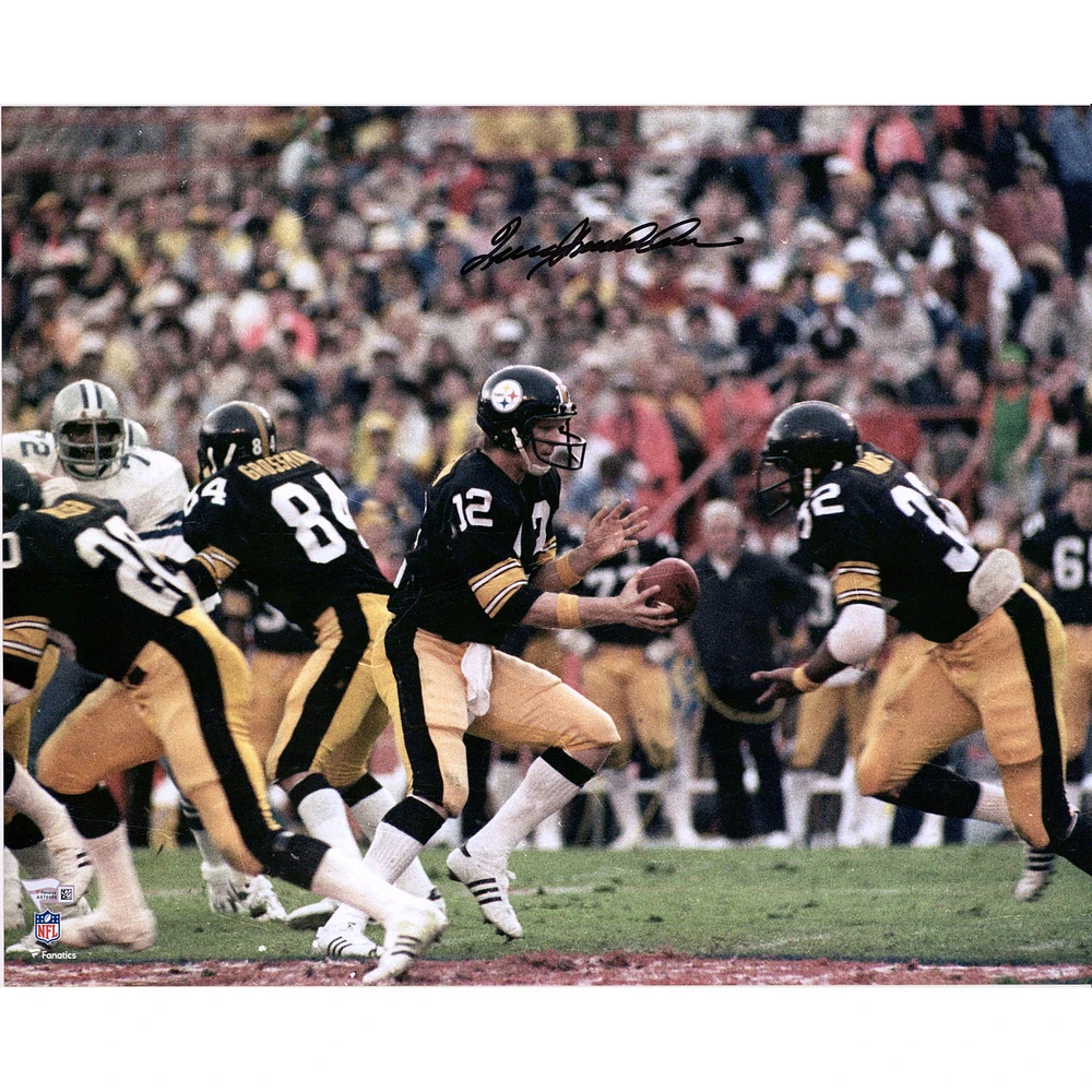 Terry Bradshaw Pittsburgh Steelers Autographed 16" x 20" Handoff to Franco Harris Photograph