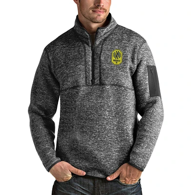 Men's Antigua Heather Gray Nashville SC Fortune Quarter-Zip Pullover Jacket
