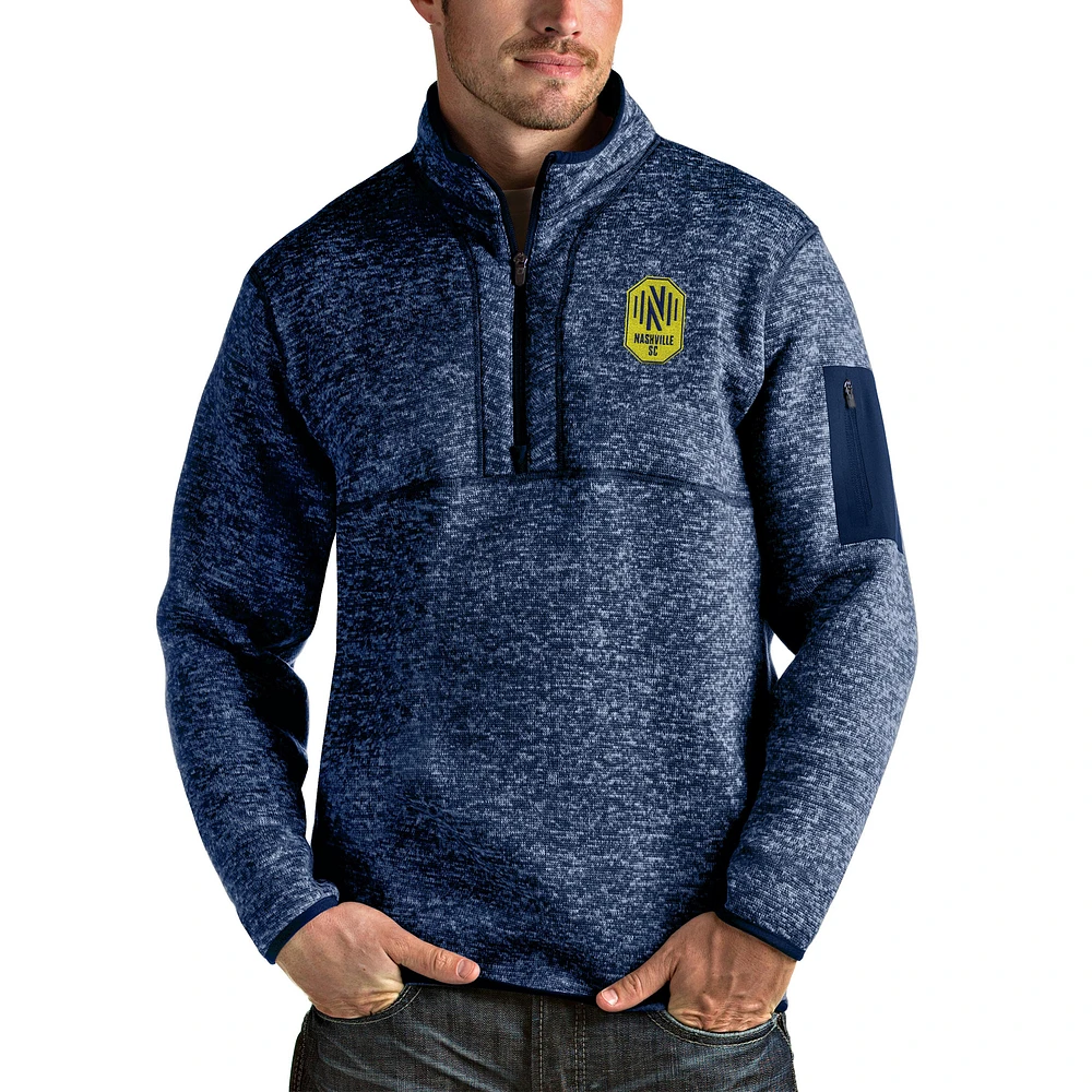Men's Antigua Navy Nashville SC Fortune Quarter-Zip Pullover Jacket