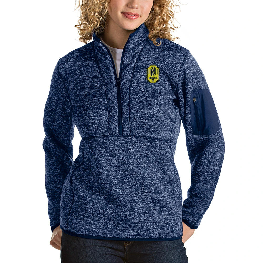Women's Antigua Navy Nashville SC Fortune Quarter-Zip Pullover Jacket
