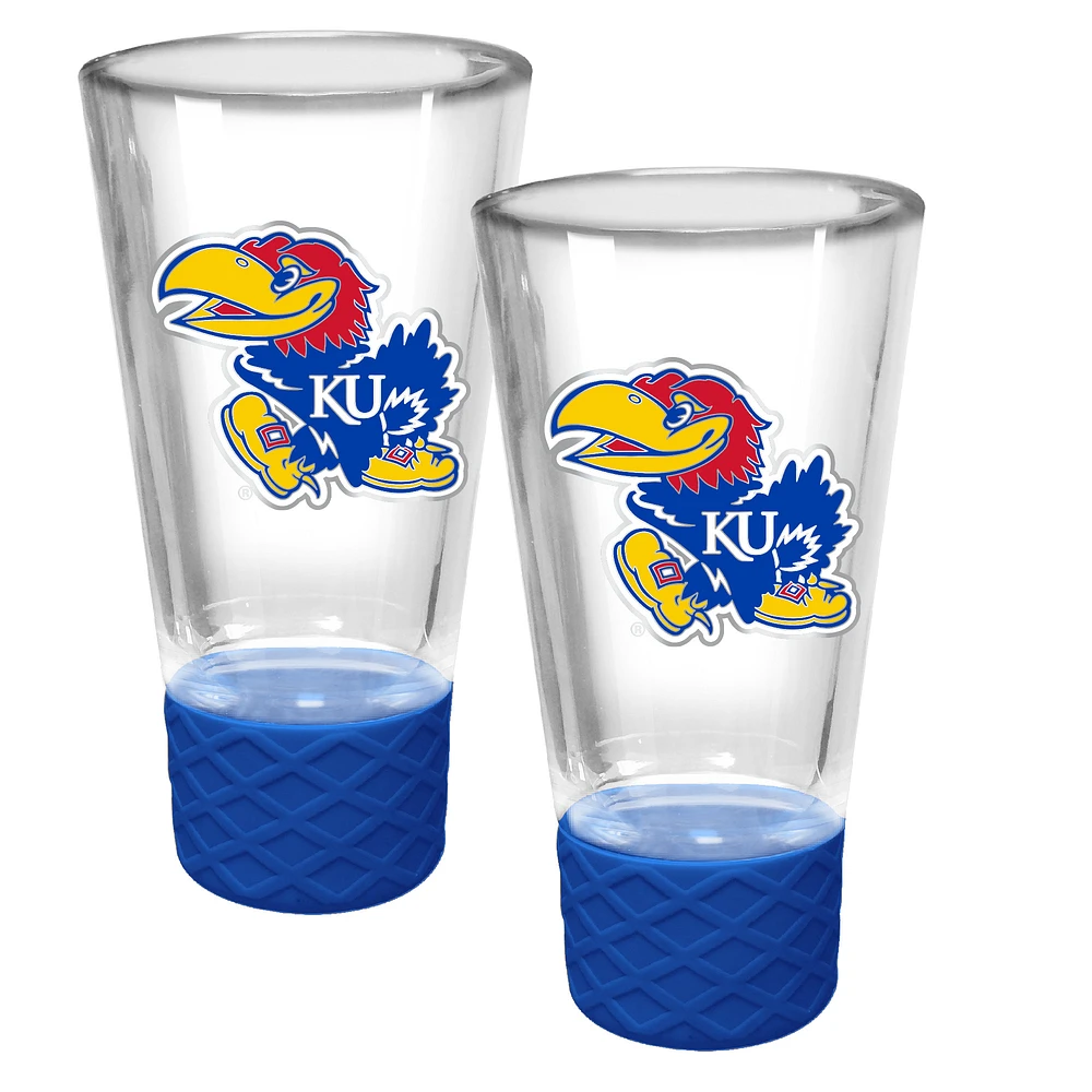 Kansas Jayhawks 2-Pack 4oz. Cheer Shot Set with Silicone Grip