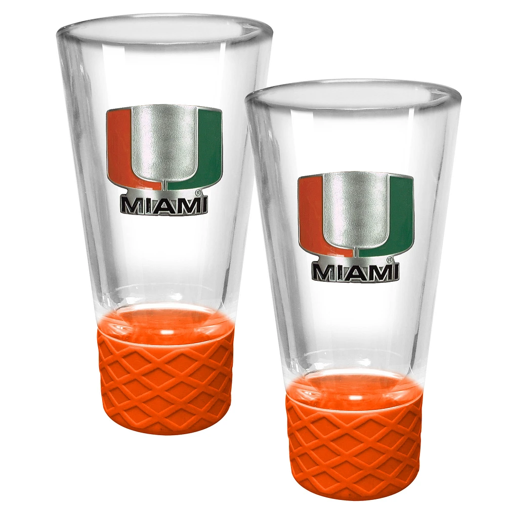 Miami Hurricanes 2-Pack 4oz. Cheer Shot Set with Silicone Grip