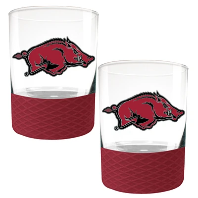 Arkansas Razorbacks 2-Pack 14oz. Rocks Glass Set with Silcone Grip