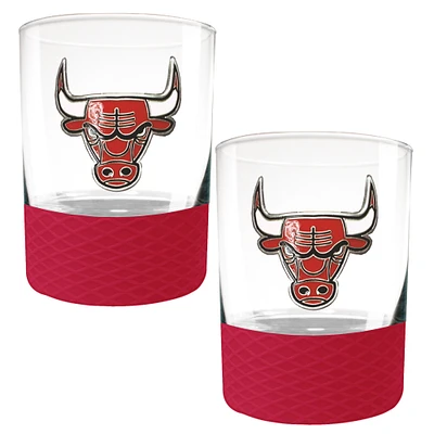 Chicago Bulls 2-Pack 14oz. Rocks Glass Set with Silcone Grip