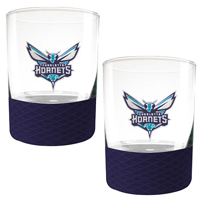 Charlotte Hornets 2-Pack 14oz. Rocks Glass Set with Silcone Grip