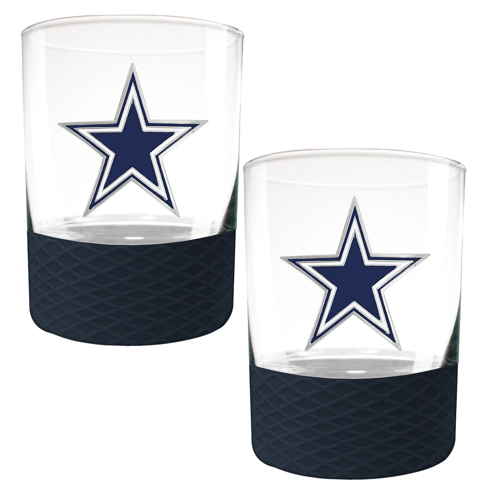 Dallas Cowboys 2-Pack 14oz. Rocks Glass Set with Silcone Grip