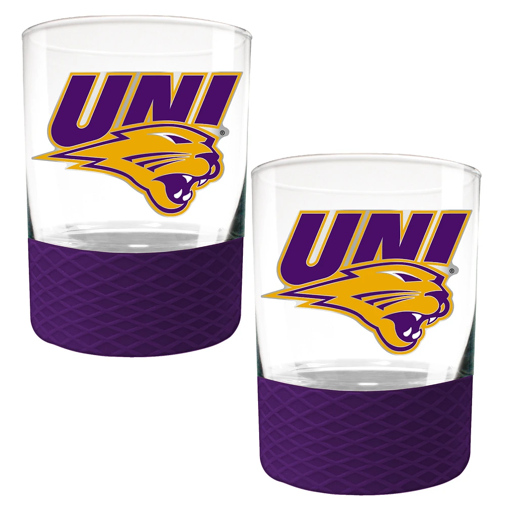 Northern Iowa Panthers 2-Pack 14oz. Rocks Glass Set with Silcone Grip