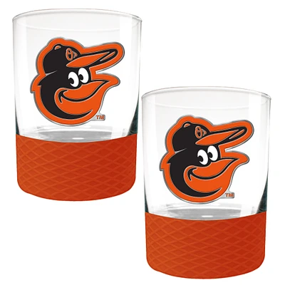 Baltimore Orioles 2-Pack 14oz. Rocks Glass Set with Silcone Grip