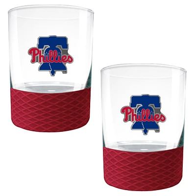 Philadelphia Phillies 2-Pack 14oz. Rocks Glass Set with Silcone Grip