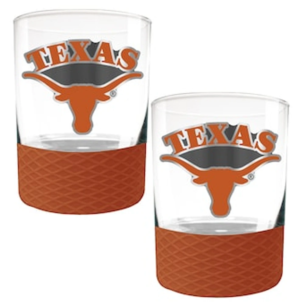 Texas Longhorns 2-Pack 14oz. Rocks Glass Set with Silcone Grip