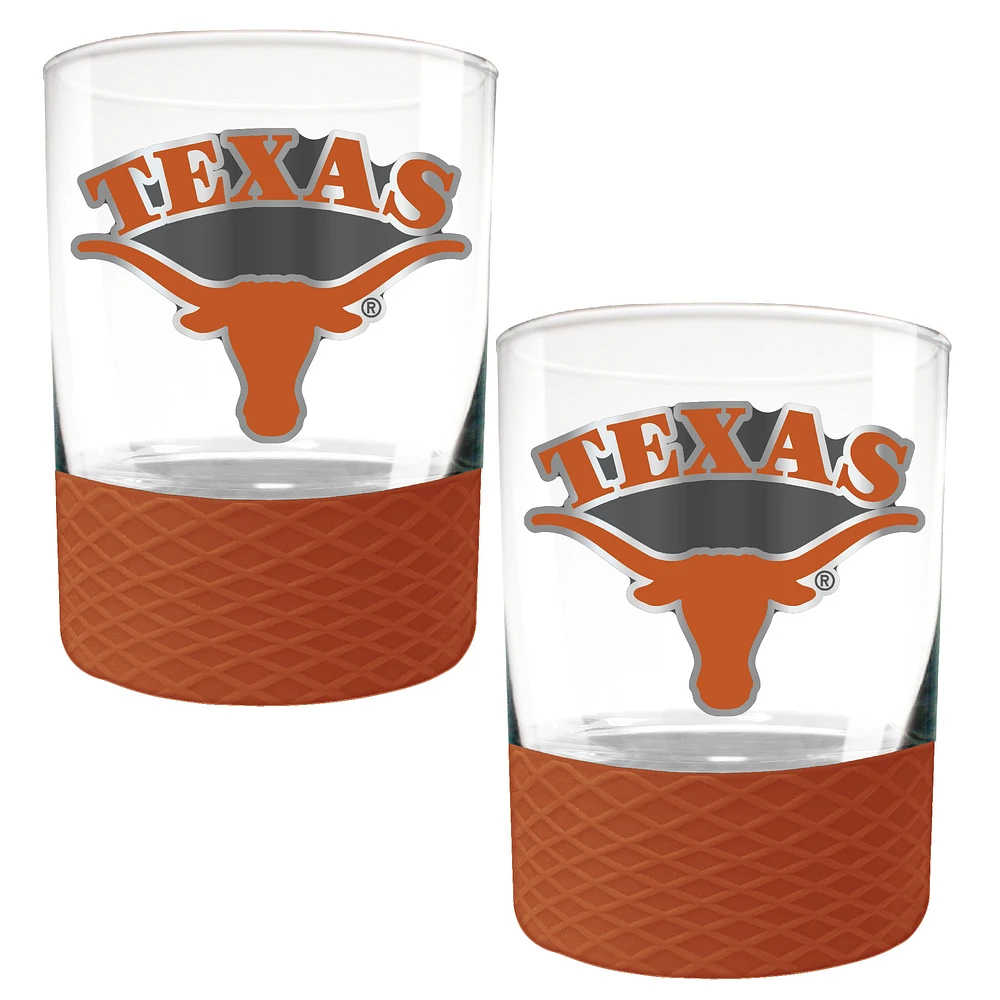 Texas Longhorns 2-Pack 14oz. Rocks Glass Set with Silcone Grip