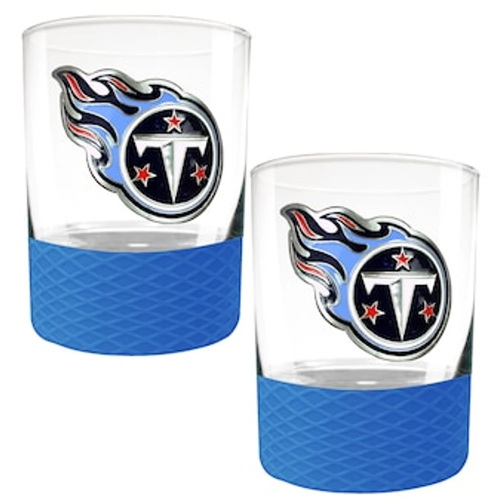 Tennessee Titans 2-Pack 14oz. Rocks Glass Set with Silcone Grip