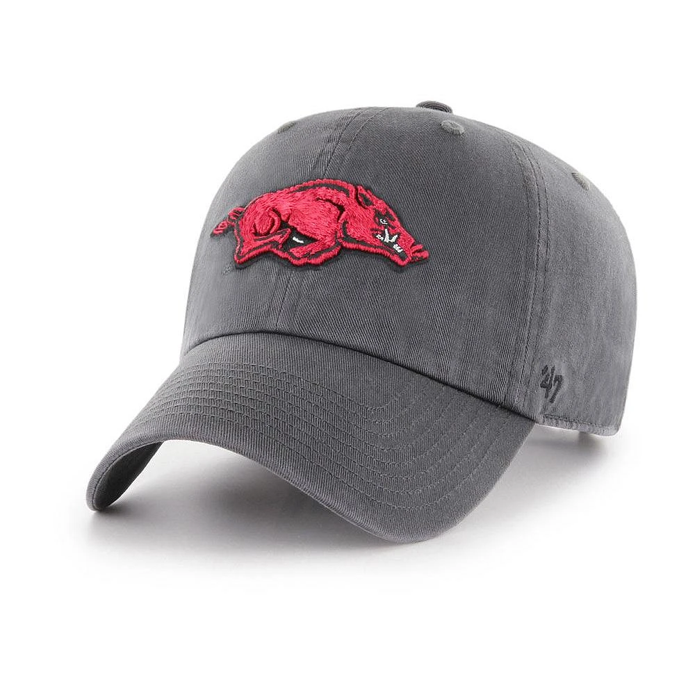 Men's '47 Charcoal Arkansas Razorbacks Clean Up Adjustable Hat