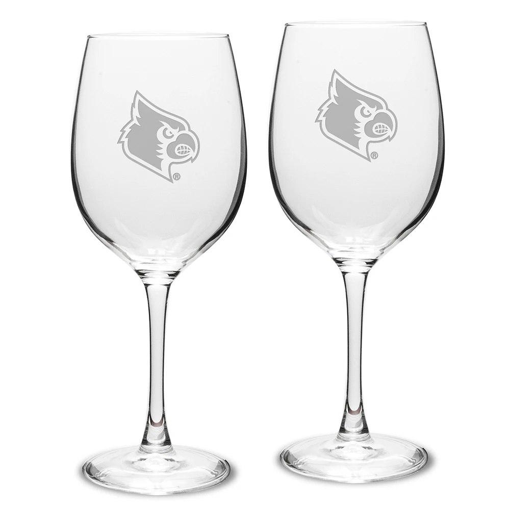 Louisville Cardinals 2-Piece 16oz. White Wine Glasses Set