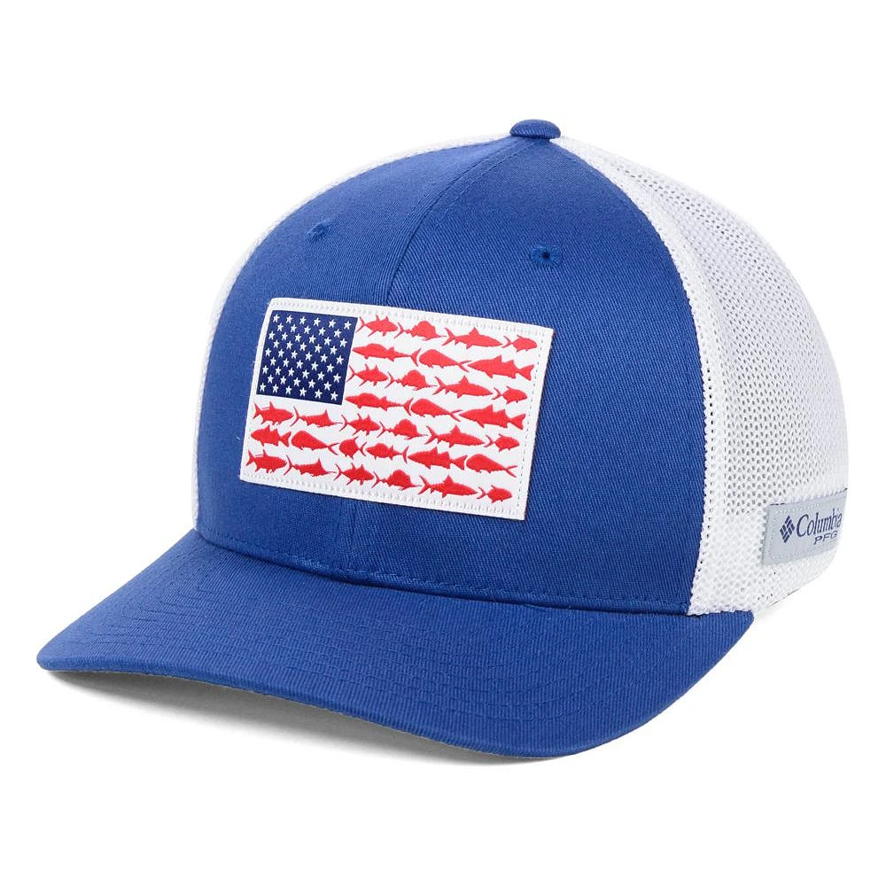 Columbia PFG Fish Flag Mesh Flex Hat - Royal/White