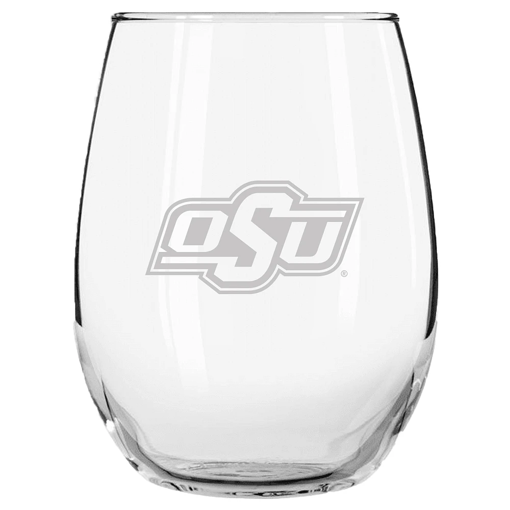Oklahoma State Cowboys 15oz. Etched Stemless Glass Tumbler