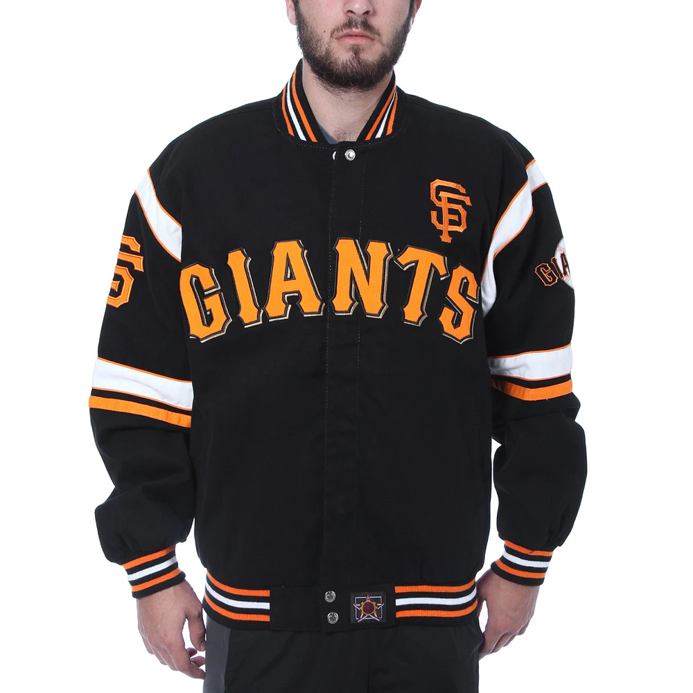 Men's JH Design Black San Francisco Giants Embroidered Logo Twill Full-Snap Jacket