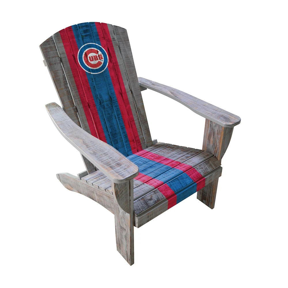 Chicago Cubs Distressed Wood Adirondack Chair