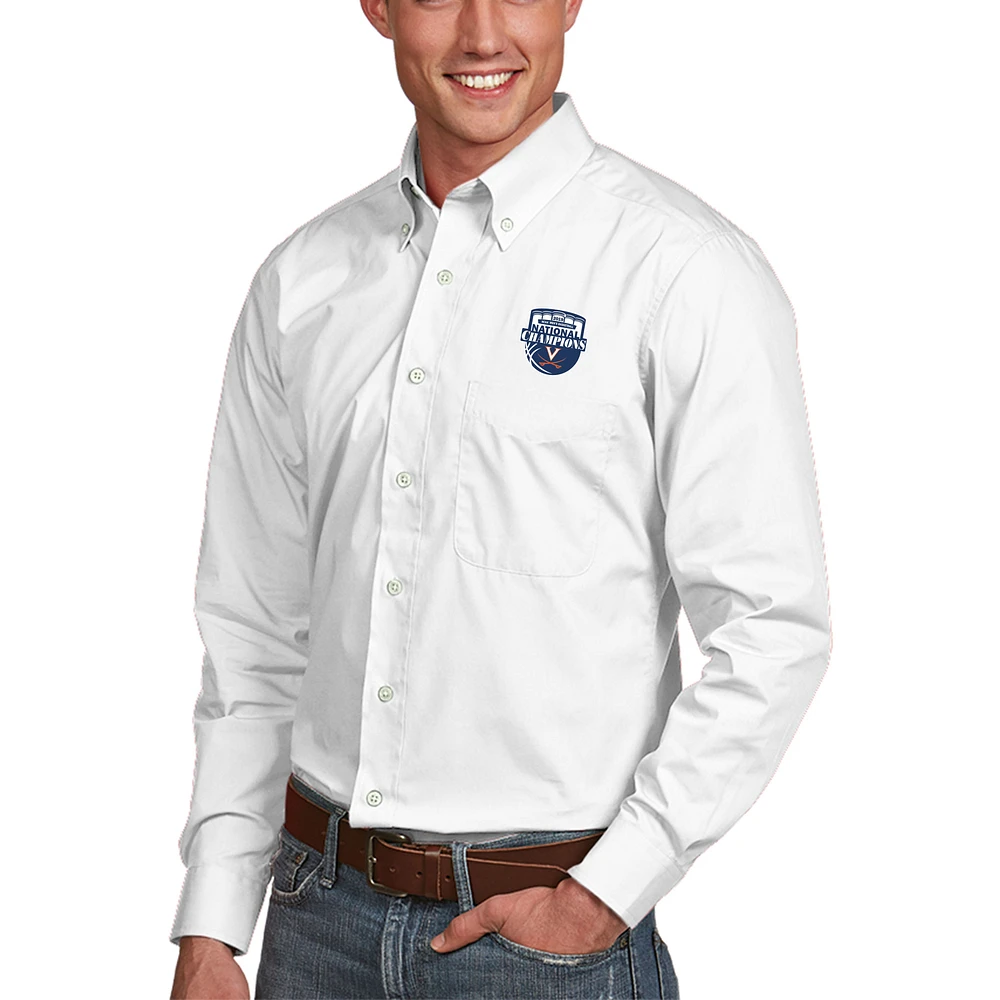 Virginia Cavaliers Antigua 2019 NCAA Men's Basketball National Champions Associate Button-Down Long Sleeve Shirt - White
