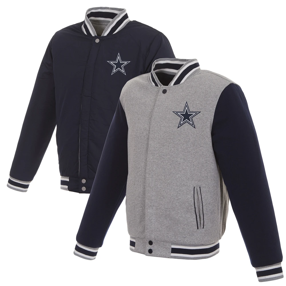 Dallas Cowboys JH Design Reversible Two Tone Fleece Jacket - Gray/Navy