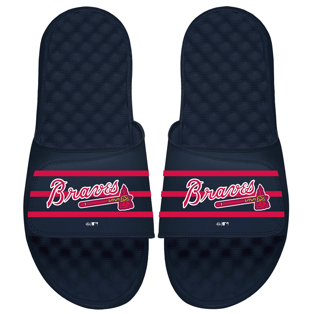 Atlanta Braves ISlide Youth MLB Stripe Slide Sandals - Navy