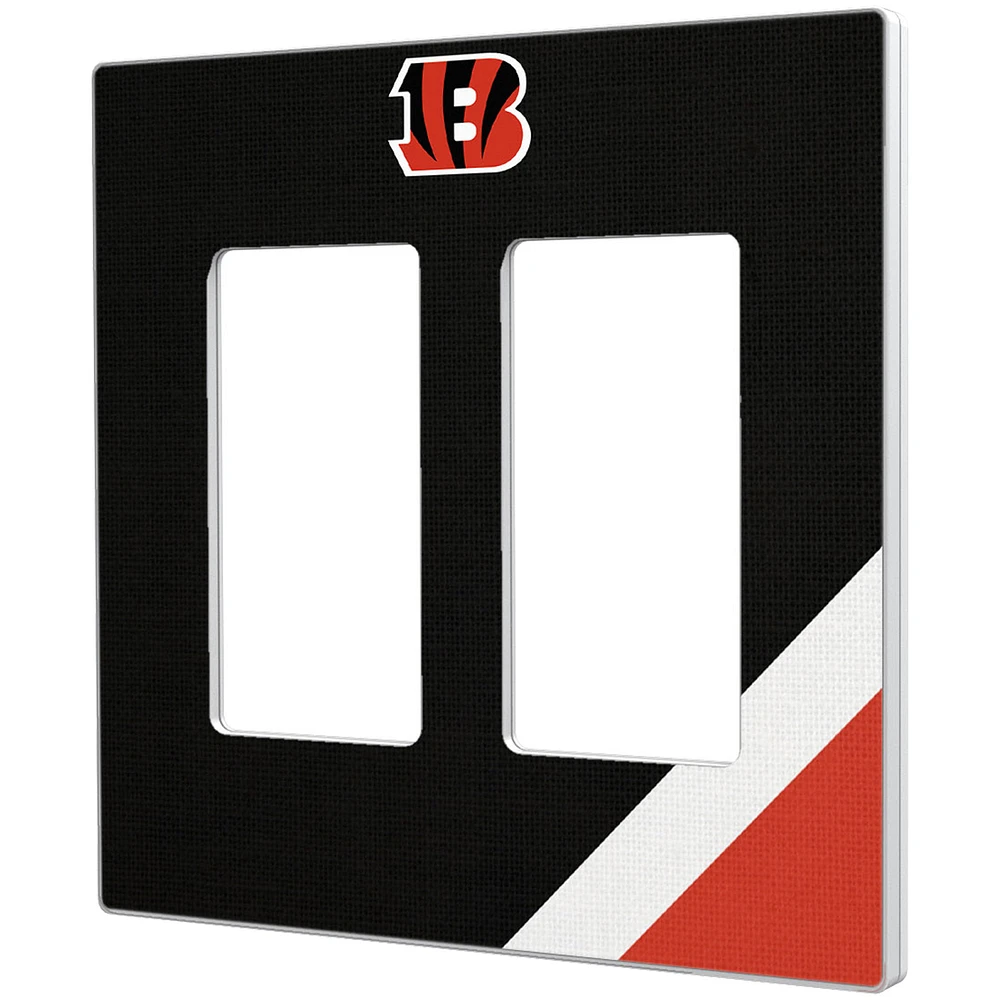 Cincinnati Bengals Diagonal Stripe Double Rocker Light Switch Plate