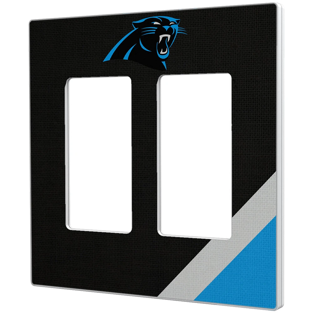 Carolina Panthers Diagonal Stripe Double Rocker Light Switch Plate