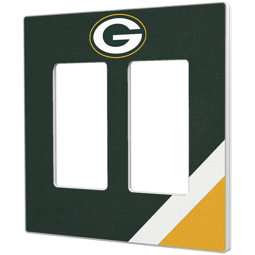 Green Bay Packers Diagonal Stripe Double Rocker Light Switch Plate