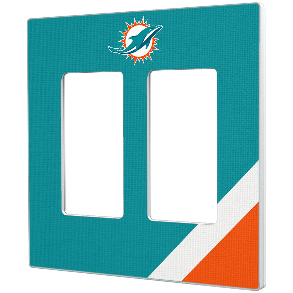 Miami Dolphins Diagonal Stripe Double Rocker Light Switch Plate